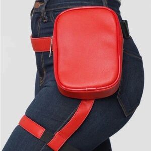 NWOT Red Double Strap Belt Bag Fanny Pack